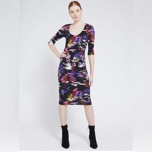 Alice + Olivia Multicolor Delora Midi 3/4 Sleeve Dress